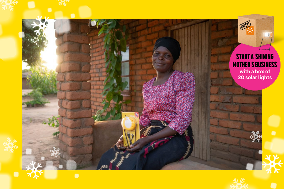 A box of 20 solar lights to kick-start a Shining Mother's business