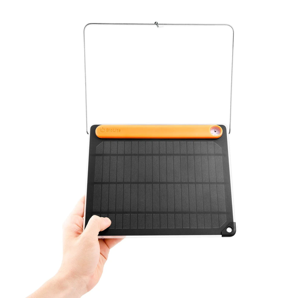 Biolite solar panel is flexible. Can be stood or hung easily.